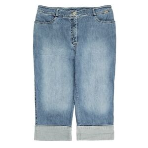 St. John Sport Marie Gray Rolled Cuff Capri Jeans Faded Look Beachy